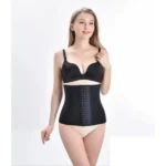 Generic Women's Cotton Self Design Western Wear Corset Body Shaper (Black)