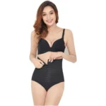 Generic Women's Lycra Blend Self Design Western Wear Corset Body Shaper (Black) - Image 4