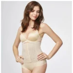 Generic Women's Lycra Blend Self Design Western Wear Corset Body Shaper (Beige)