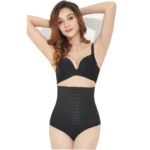 Generic Women's Lycra Blend Self Design Western Wear Corset Body Shaper (Black)