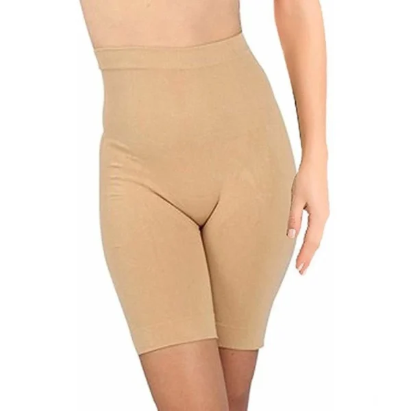 Generic Women's Cotton Lycra Solid Western Wear Tummy - Thigh Body Shaper (Beige)