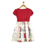 Generic Girl's Cotton Printed Short Sleeve Round Neck Dress (Red-White) - Image 4