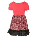 Generic Girl's Polyester Crepe Embellished Short Sleeve Round Neck Dress (Pink) - Image 4