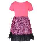 Generic Girl's Polyester Crepe Embellished Short Sleeve Round Neck Dress (Pink) - Image 4