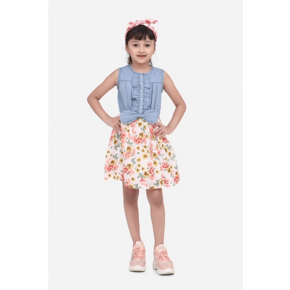 54535920352_878a66af26_o_d-1000x1000-1.webp Generic Girl's Denim-Cotton Floral Printed Sleeveless Round Neck Dress (Multicolor) - Image 1