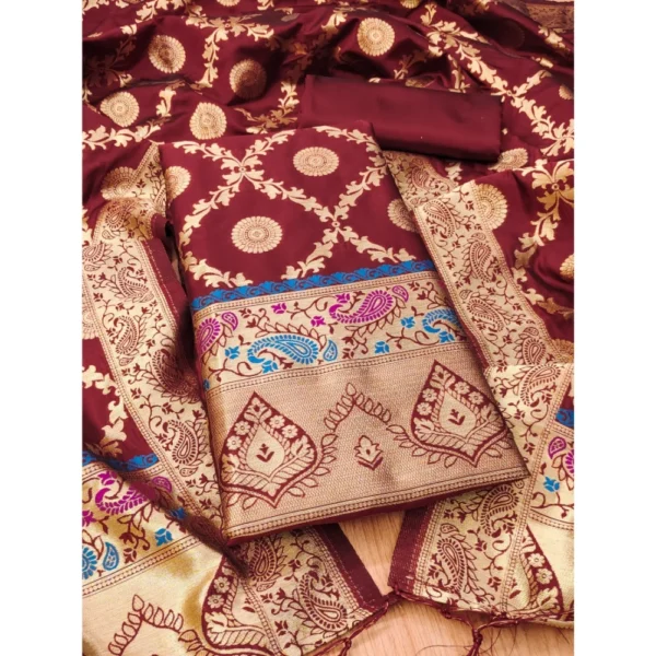 Printed Banarasi Silk Salwar Suit Material