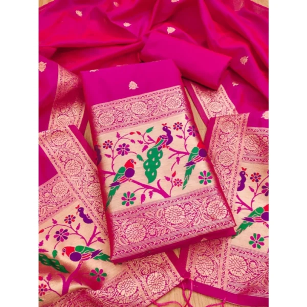 Pink Banarasi Silk Salwar Suit Material