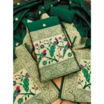 Bottle Green Banarasi Silk Salwar Suit Material