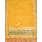 Generic Women's Banarasi Silk Printed Unstitched Salwar Suit Material With Dupatta (Yellow, 3Mtrs) - Image 2