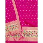 Generic Women's Banarasi Silk Printed Unstitched Salwar Suit Material With Dupatta (Pink, 3Mtrs) - Image 3