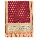 Generic Women's Banarasi Silk Printed Unstitched Salwar Suit Material With Dupatta (Maroon, 3Mtrs) - Image 2