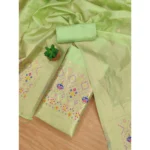 Generic Women's Banarasi Silk Printed Unstitched Salwar Suit Material With Dupatta (Pista, 3Mtrs) - Image 4