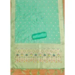 Generic Women's Banarasi Silk Printed Unstitched Salwar Suit Material With Dupatta (Sea Green, 3Mtrs) - Image 2