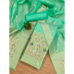 Generic Women's Banarasi Silk Printed Unstitched Salwar Suit Material With Dupatta (Sea Green, 3Mtrs) - Image 4