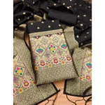 Black Banarasi Silk Unstitched Salwar Suit Material with Dupatta