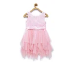 Generic Girl's Polyester  Net Floral Printed Sleeveless Round Neck Dress (Light Pink) - Image 4