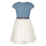 Generic Girl's Denim Embroidery Short Sleeve Round Neck Dress (White) - Image 4