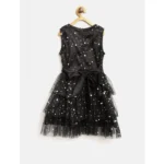 Generic Girl's Net Embellished Sleeveless V-Neck Dress (Black) - Image 4