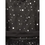 Generic Girl's Net Embellished Sleeveless V-Neck Dress (Black) - Image 3