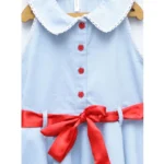 Generic Girl's Denim Lace Solid Sleeveless Shirt collar Dress (Light Blue) - Image 3