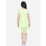 Generic Girl's Polyester Chiffon Solid Short Sleeve Round Neck Dress (Lime Green) - Image 4