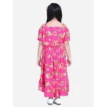 Generic Girl's Rayon Solid Short Sleeve Shoulder Straps Dress (Pink) - Image 3