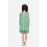 Generic Girl's Chiffon Ruffled Sleeveless Round Neck Dress (Green) - Image 3