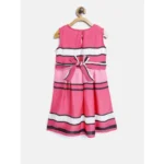 Generic Girl's Satin Striped Sleeveless Round Neck Dress (Pink) - Image 4