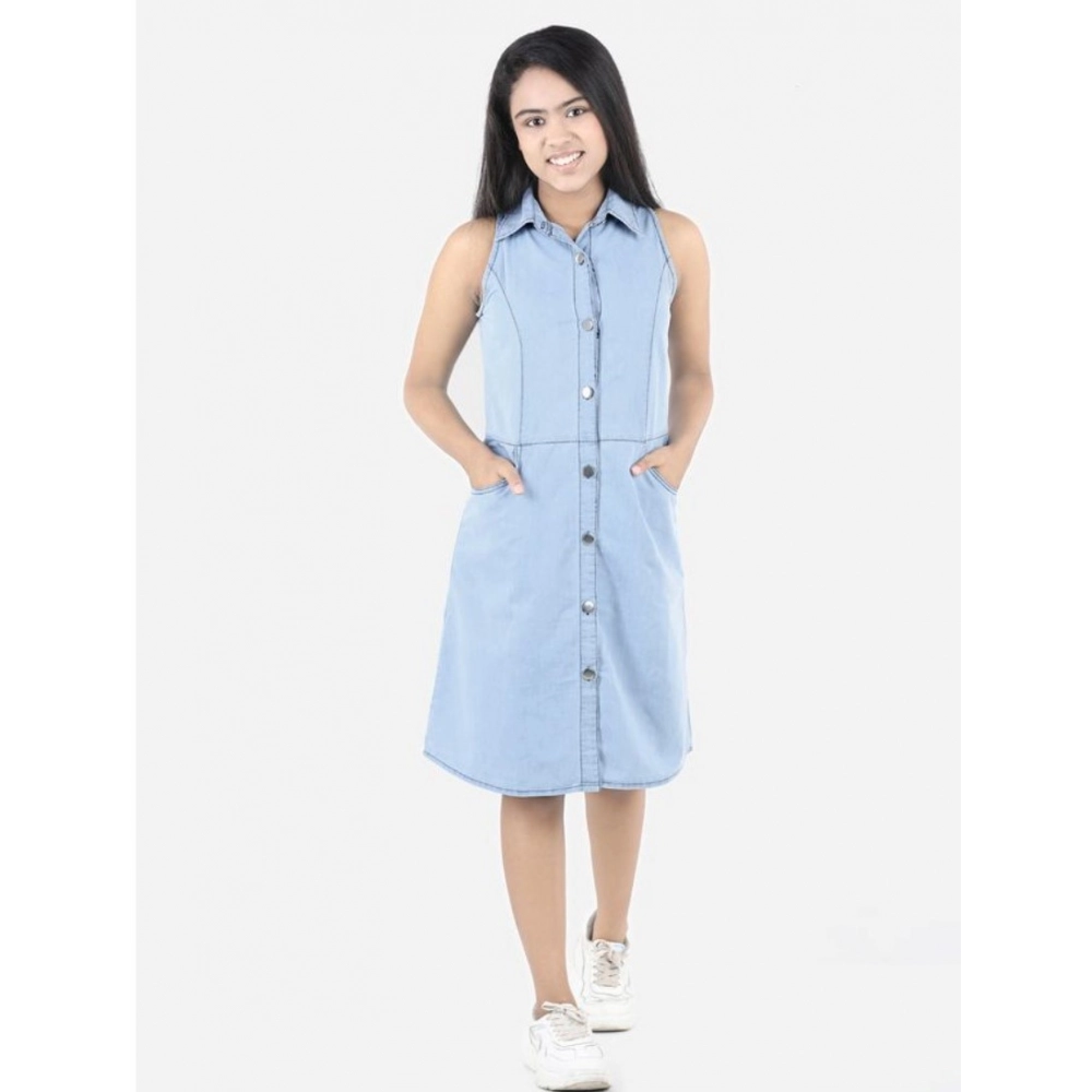 54537038428_06fd3741c9_o_d-1000x1000-1.webp Generic Girl's Denim Solid Sleeveless Shirt collar Dress (Blue) - Image 1