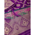 Generic Women's Banarasi Silk Printed Unstitched Salwar Suit Material With Dupatta (Purple, 3Mtrs) - Image 2