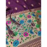 Generic Women's Banarasi Silk Printed Unstitched Salwar Suit Material With Dupatta (Wine, 3Mtrs) - Image 2