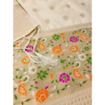 Generic Women's Banarasi Silk Printed Unstitched Salwar Suit Material With Dupatta (White, 3Mtrs) - Image 2