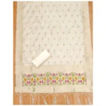 Generic Women's Banarasi Silk Printed Unstitched Salwar Suit Material With Dupatta (White, 3Mtrs) - Image 2