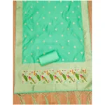 Generic Women's Banarasi Silk Printed Unstitched Salwar Suit Material With Dupatta (Sea Green, 3Mtrs) - Image 2