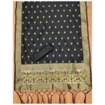 Generic Women's Banarasi Silk Printed Unstitched Salwar Suit Material With Dupatta (Black, 3Mtrs) - Image 2