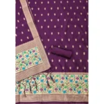 Generic Women's Banarasi Silk Printed Unstitched Salwar Suit Material With Dupatta (Wine, 3Mtrs) - Image 3