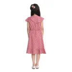 Generic Girl's Polyester Crepe Printed Flutter V-Neck Dress (Pink) - Image 2
