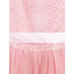 Generic Girl's Polyester  Net Embroidered Sleeveless Round Neck Dress (Peach) - Image 3