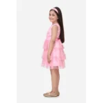 Generic Girl's Net Embellished Sleeveless Round Neck Dress (Pink) - Image 3