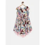 Generic Girl's Polyester Crepe Printed Short Sleeve Round Neck Dress (Multicolor) - Image 4