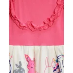 Generic Girl's Cotton Printed Short Sleeve Round Neck Dress (Pink-White) - Image 3