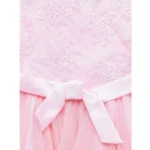 Generic Girl's Polyester  Net Floral Printed Sleeveless Round Neck Dress (Light Pink) - Image 3