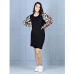 Generic Girl's Polyester Printed Long Sleeve Round Neck Dress (Multicolor)