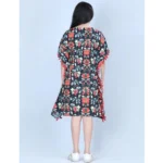 Generic Girl's Polyester Moss Printed Kaftan Sleeve Round Neck Dress (Multicolor) - Image 3