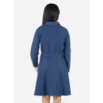 Generic Girl's Denim Solid Long Sleeve Shirt collar Dress (Blue) - Image 4