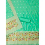 Generic Women's Banarasi Silk Printed Unstitched Salwar Suit Material With Dupatta (Sea Green, 3Mtrs) - Image 3