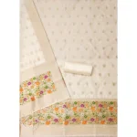 Generic Women's Banarasi Silk Printed Unstitched Salwar Suit Material With Dupatta (White, 3Mtrs) - Image 3