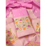 Light Pink Banarasi Silk Unstitched Salwar Suit Material with Dupatta