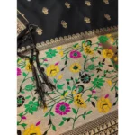 Generic Women's Banarasi Silk Printed Unstitched Salwar Suit Material With Dupatta (Black, 3Mtrs) - Image 2