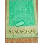 Generic Women's Banarasi Silk Printed Unstitched Salwar Suit Material With Dupatta (Sea Green, 3Mtrs) - Image 2